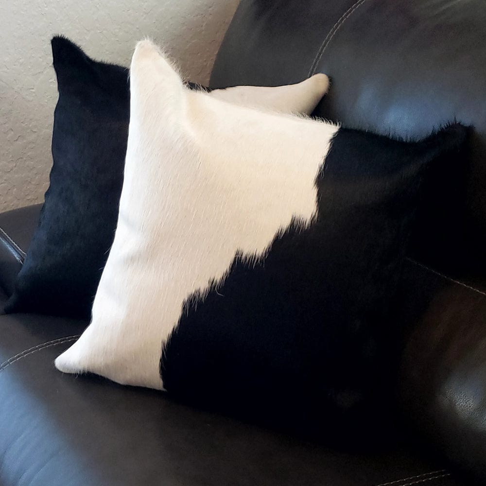 Mia Black & White, Authentic Leather & Cowhide Pillows