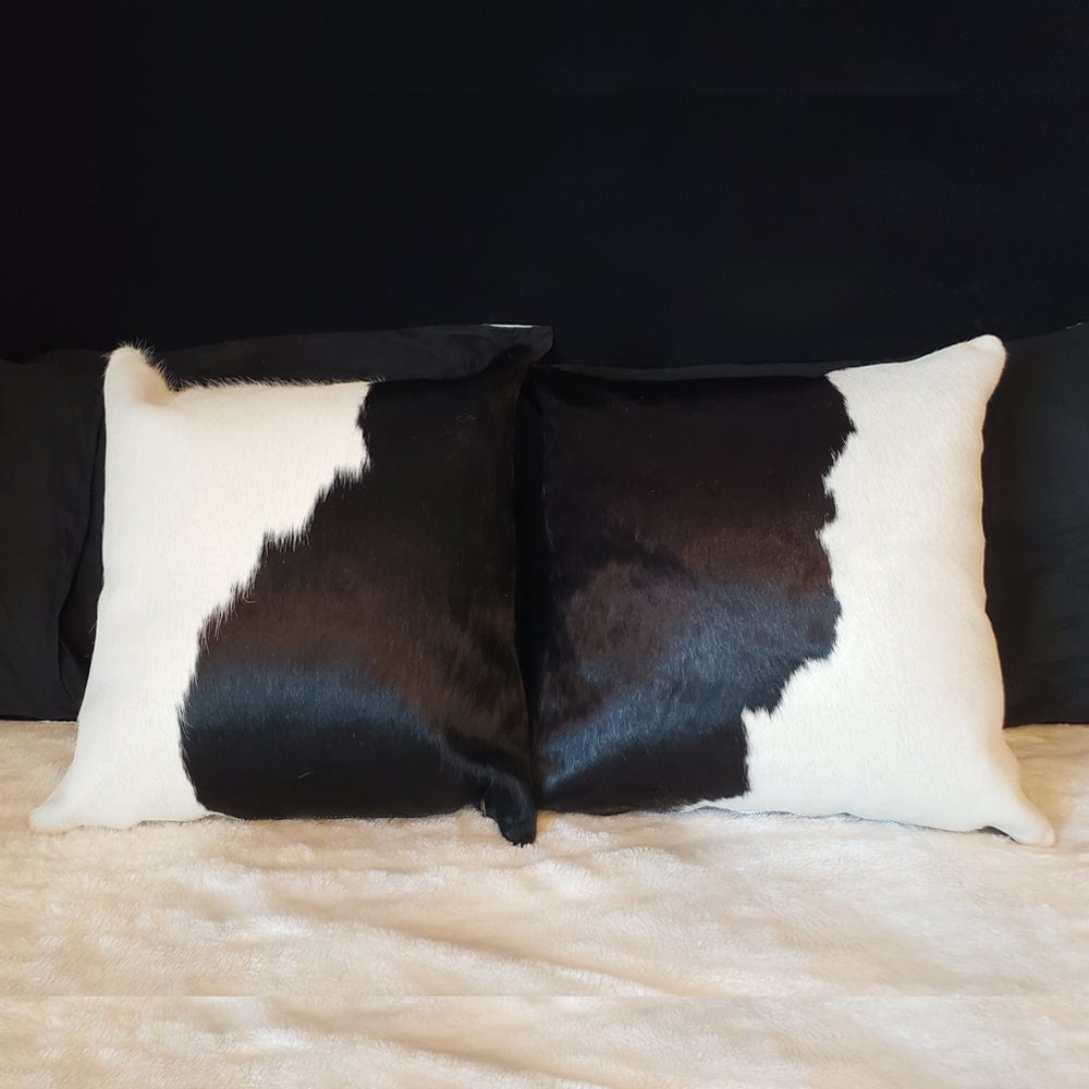 Mia Black & White, Authentic Leather & Cowhide Pillows