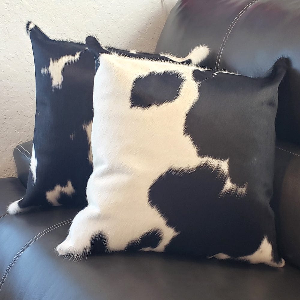 Marlee Black & White, Authentic Leather & Cowhide Pillows
