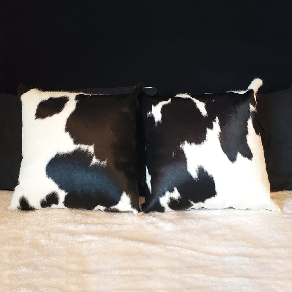 Marlee Black & White, Authentic Leather & Cowhide Pillows